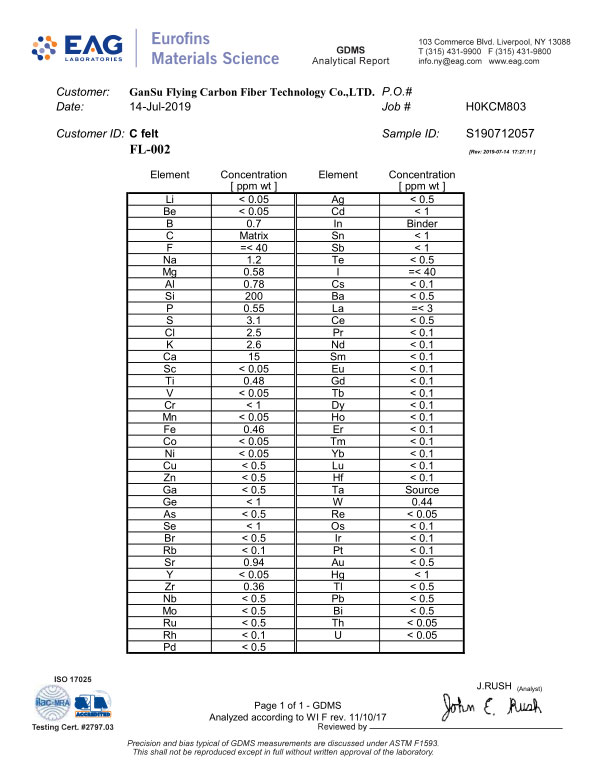 GDMS分析報告（EAG全元素掃描）